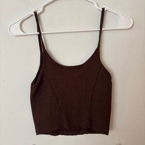 urban outfitters dark brown ribbed stretchy cropped tank top.🤎